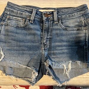 BKE Light Wash Frayed Denim Shorts